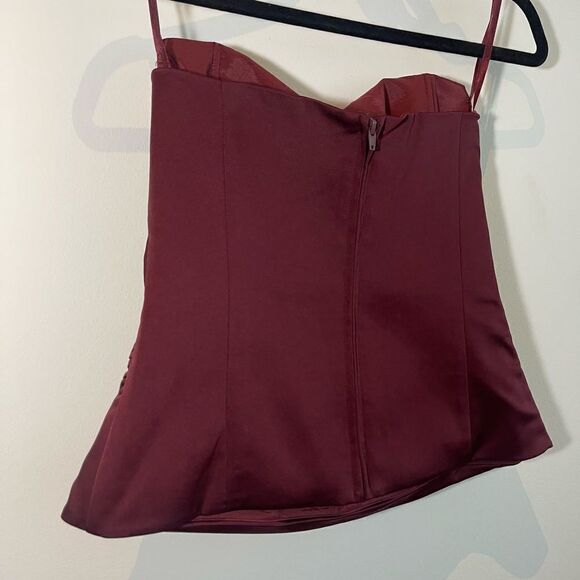 BCBGmaxazria Y2k Wine/Burgundy Sateen Corset Top - Small - Picture 8 of 8